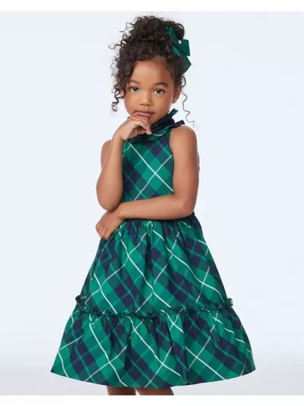 NWT Janie Jack Dress 10 Green Navy Christmas Plaid Ruffle Formal Holiday